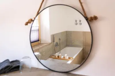 Ein Badezimmer in der Unterkunft MY STAY- Erholung zwischen See und Bergen, neu erbaute Apartments im modernen Landhausstil mit Bergblick, familienfreundlich
