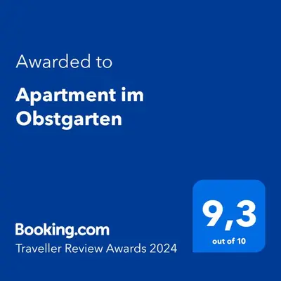 Ein Zertifikat, Auszeichnung, Logo oder anderes Dokument, das in der Unterkunft Apartment im Obstgarten ausgestellt ist