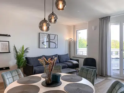 Ein Sitzbereich in der Unterkunft UNiQE- 6 pers - design apartment - fair - SKY-TV - parking