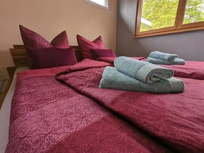 Ein Bett oder Betten in einem Zimmer der Unterkunft Wohnen im mobilen Haus