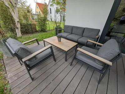 Ein Sitzbereich in der Unterkunft Wohnen im mobilen Haus