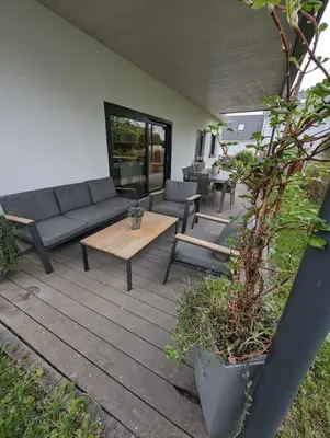 Ein Sitzbereich in der Unterkunft Wohnen im mobilen Haus