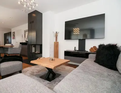 Ein Sitzbereich in der Unterkunft Ferienwohnung RottachSuite
