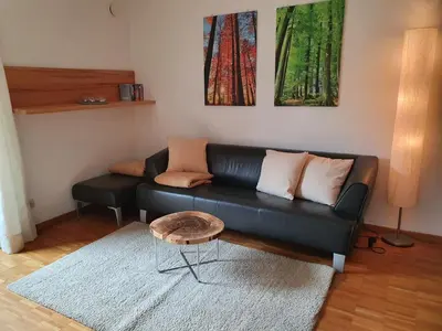 Ein Sitzbereich in der Unterkunft Ferienwohnung BaMBi