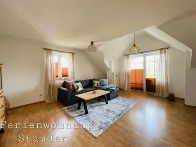 Ein Sitzbereich in der Unterkunft Sonnige Ferienwohnung im Unterallgäu