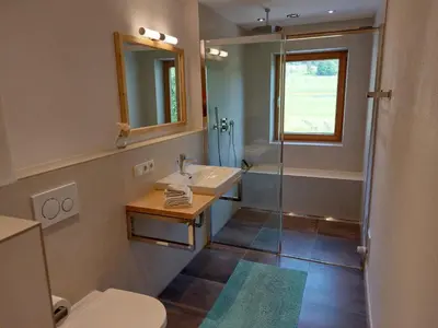 Ein Badezimmer in der Unterkunft Pilzhof