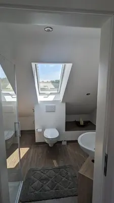 Ein Badezimmer in der Unterkunft Helle Wohnung mit zwei Schlafzimmern