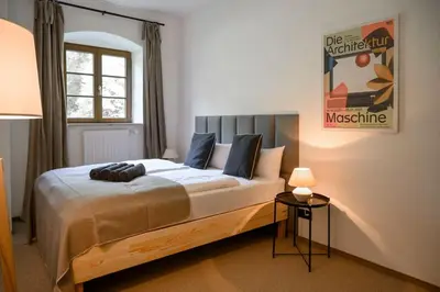 Ein Bett oder Betten in einem Zimmer der Unterkunft Mountain Chalet on Gut Buchwies