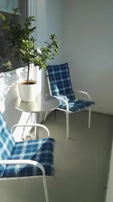 Ein Sitzbereich in der Unterkunft Fasanenpark