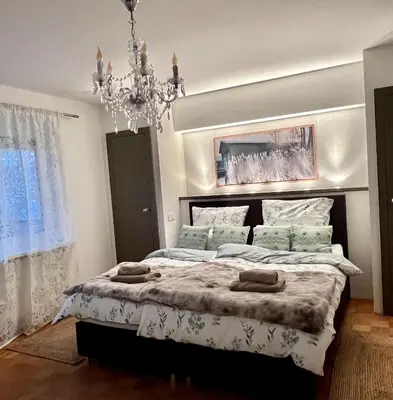Ein Bett oder Betten in einem Zimmer der Unterkunft Ferienwohnung NaturReich