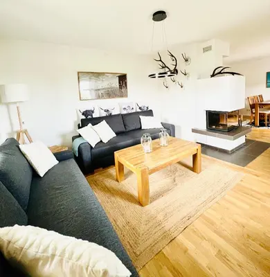Ein Sitzbereich in der Unterkunft Ferienwohnung NaturReich