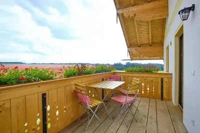 Ein Balkon oder eine Terrasse in der Unterkunft Huberhof Hinzing Ferienbauernhof