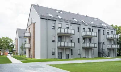 Das Gebäude in dem sich das Aparthotel befindet