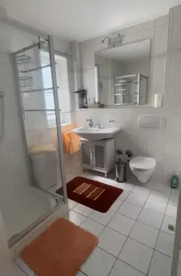 Ein Badezimmer in der Unterkunft Ferienwohnung in Oberschondorf mit Terasse