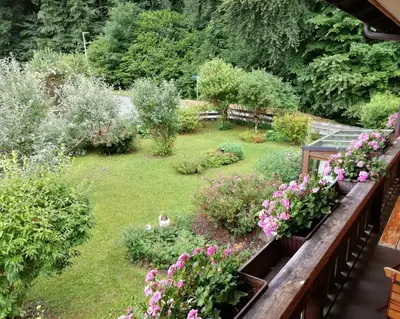 Ein Garten an der Unterkunft Haus Waldblick