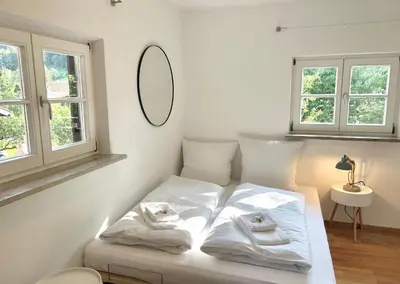 Ein Bett oder Betten in einem Zimmer der Unterkunft Apartment Huberspitz - Ruhe, Berge & Natur