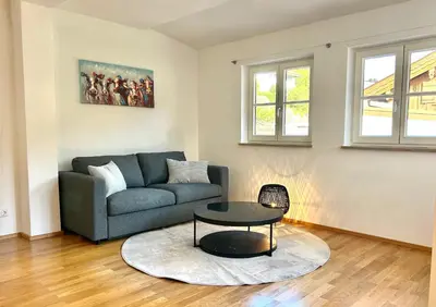 Ein Sitzbereich in der Unterkunft Apartment Huberspitz - Ruhe, Berge & Natur