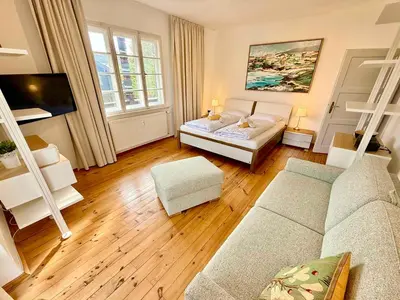 Ein Sitzbereich in der Unterkunft Rosi's Ferienwohnung 2to8