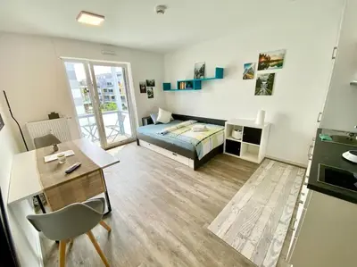 Küche/Küchenzeile in der Unterkunft Carefree Mikroapartment inkl. Balkon + Tiefgarage
