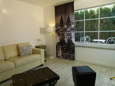 Ein Sitzbereich in der Unterkunft LakeStarnberg Apartments