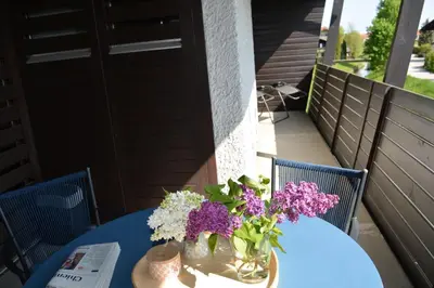 Ein Balkon oder eine Terrasse in der Unterkunft Bachlauf