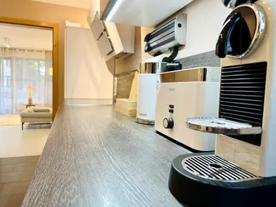 Küche/Küchenzeile in der Unterkunft Zentrales City Apartment, Penzberg, 2 Schlafzimmer, Balkon, Parkplatz