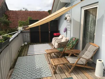 Ein Balkon oder eine Terrasse in der Unterkunft Schöne Ferienwohnung im Voralpenland