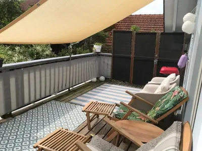 Ein Balkon oder eine Terrasse in der Unterkunft Schöne Ferienwohnung im Voralpenland