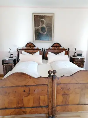 Ein Bett oder Betten in einem Zimmer der Unterkunft Ferienhof Moyer