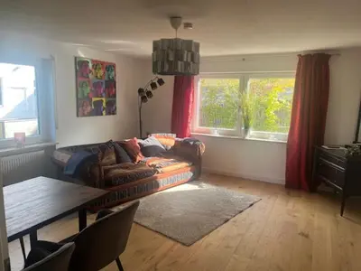 Ein Sitzbereich in der Unterkunft Landhaus Falkennest