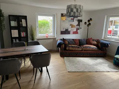 Ein Sitzbereich in der Unterkunft Landhaus Falkennest