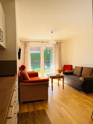 Ein Sitzbereich in der Unterkunft Hubertus Terrace&Garden Apartment
