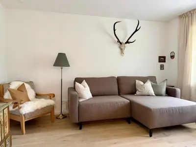 Ein Sitzbereich in der Unterkunft Servus O´gau Apartments