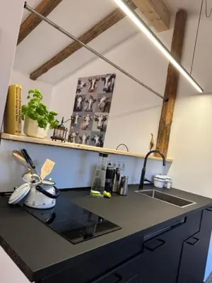 Küche/Küchenzeile in der Unterkunft DIE ZWEI CHALETS AM TEGERNSEE 
