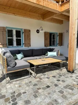 Ein Sitzbereich in der Unterkunft Traumurlaub auf dem Brandmanngut