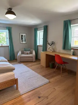Ein Bett oder Betten in einem Zimmer der Unterkunft Traumurlaub auf dem Brandmanngut