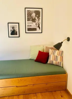 Ein Sitzbereich in der Unterkunft Traumhafte Ferienwohnung in historischem Brandmanngut