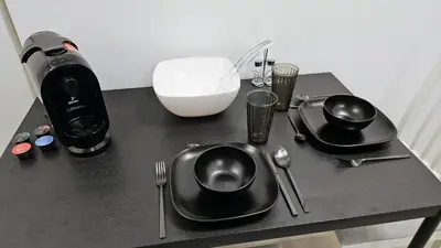 Kaffee-/Teezubehör in der Unterkunft Apartment Küche Arbeitsplatz Netflix WLan Barrierefrei