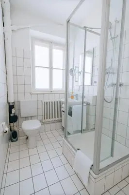 Ein Badezimmer in der Unterkunft Apartment mit großer Küche in der Ingolstädter City