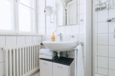 Ein Badezimmer in der Unterkunft Apartment mit großer Küche in der Ingolstädter City