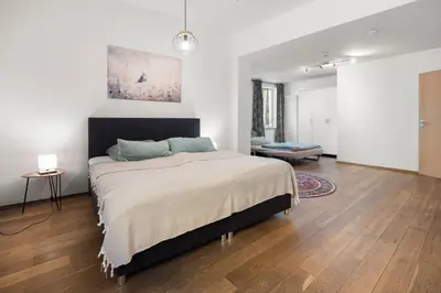 Ein Bett oder Betten in einem Zimmer der Unterkunft Altstadttraum für Familien und Radfahrer