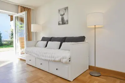 Ein Bett oder Betten in einem Zimmer der Unterkunft Ferienwohnung zum Hirschgarten