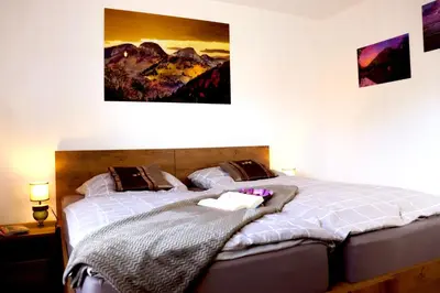 Ein Bett oder Betten in einem Zimmer der Unterkunft Fasanengarten in Traunreut