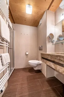 Ein Badezimmer in der Unterkunft Lamprechthof