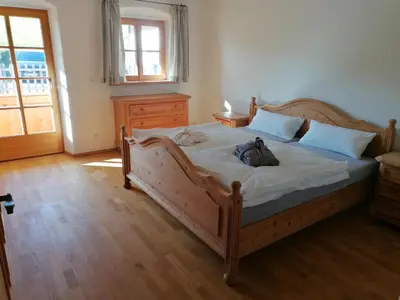 Ein Bett oder Betten in einem Zimmer der Unterkunft Ferienhaus am Kellpointhof