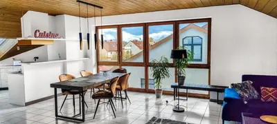 Küche/Küchenzeile in der Unterkunft Stylish loft with balcony, quiet and spacious