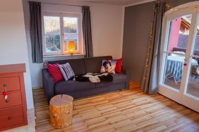 Ein Sitzbereich in der Unterkunft Papa Joe`s Ferienwohnung in Garmisch