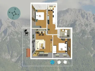 Ein allgemeiner Bergblick oder ein Berglick von der Ferienwohnung aus