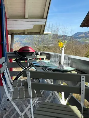 Ein Balkon oder eine Terrasse in der Unterkunft Ferienwohnung Seidenhuhn
