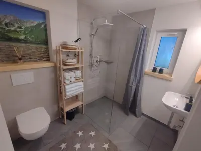 Ein Badezimmer in der Unterkunft Ferienwohnung Bergzauber Krün